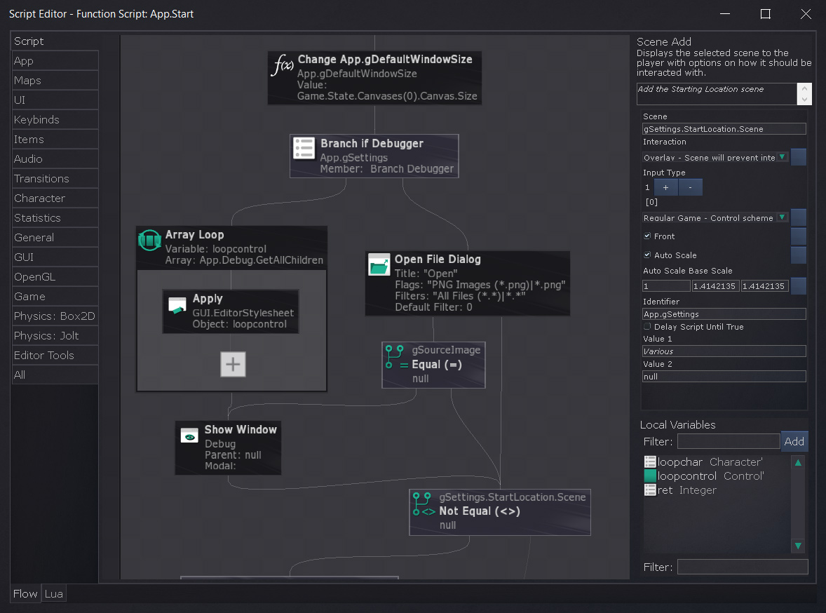Visual scripting editor